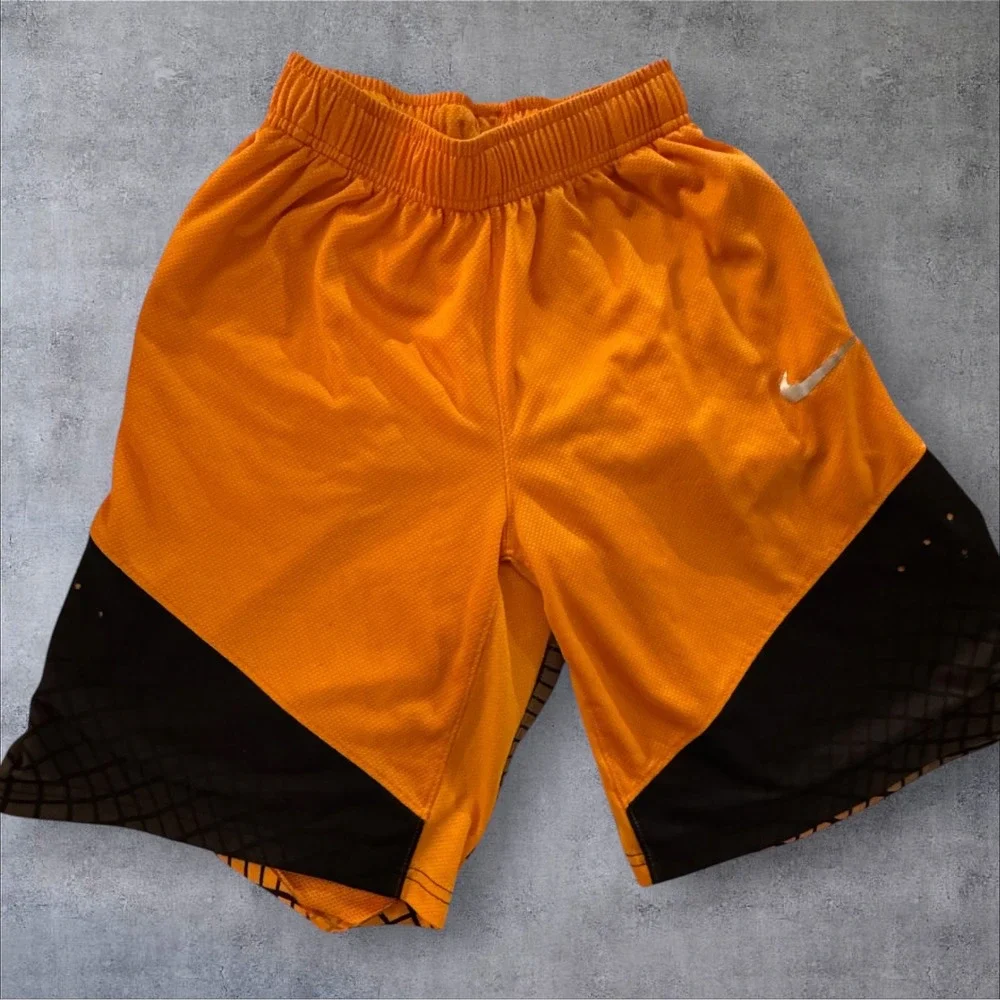 Nike Elite Dri-Fit Basketball Shorts S Orange Black Graphic Vented Performance